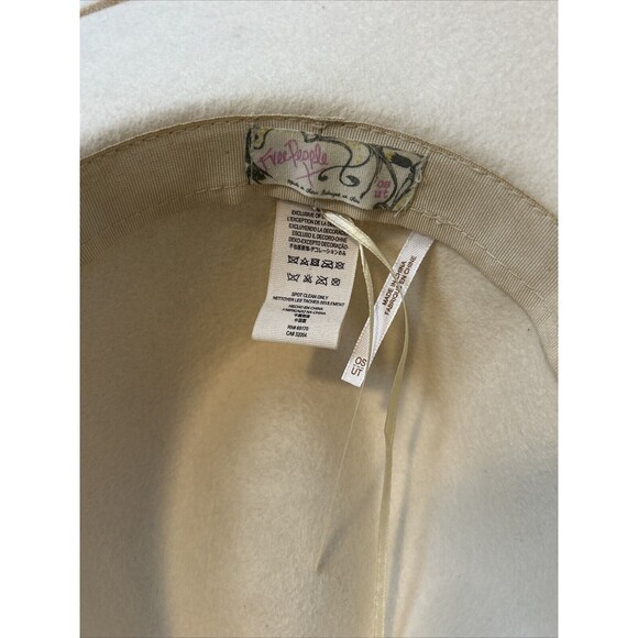 Free People Wide Brim Boho Wool Hat Womens One Size Festival Rancher Ivory - Picture 5 of 8